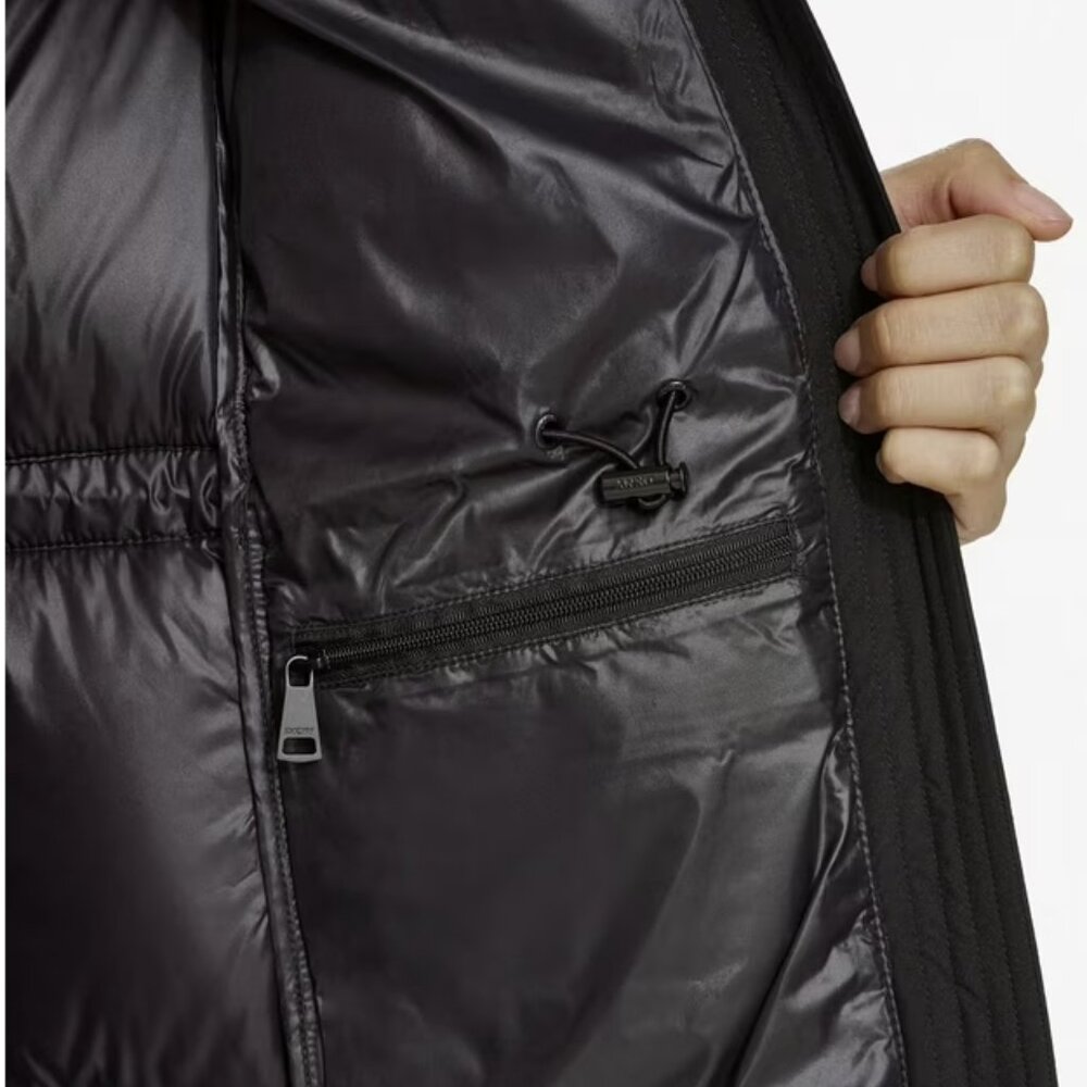 DKNY Women's Long Puffer Jacket Faux Fur Collar Removable Hood Size L Black NWT - Picture 4 of 15